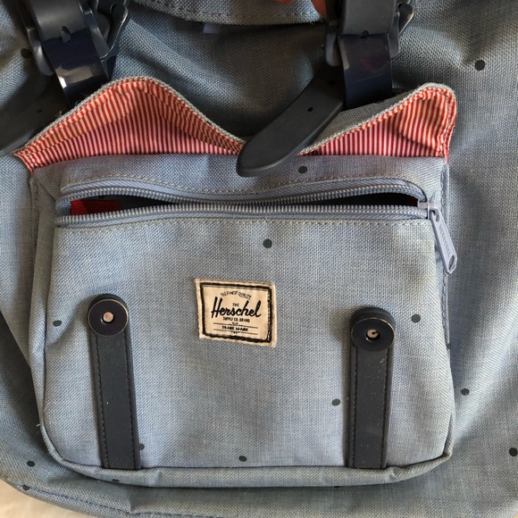 HERSCHEL SUPPLY CO BLUE POLKA DOTS BACKPACK - Picture 6 of 16
